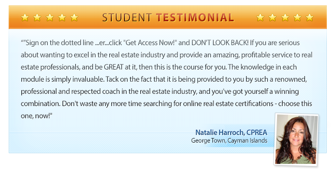 Professional Real Estate Assistant Certification Program Testimonial - Natalie Harrochs, CPREA